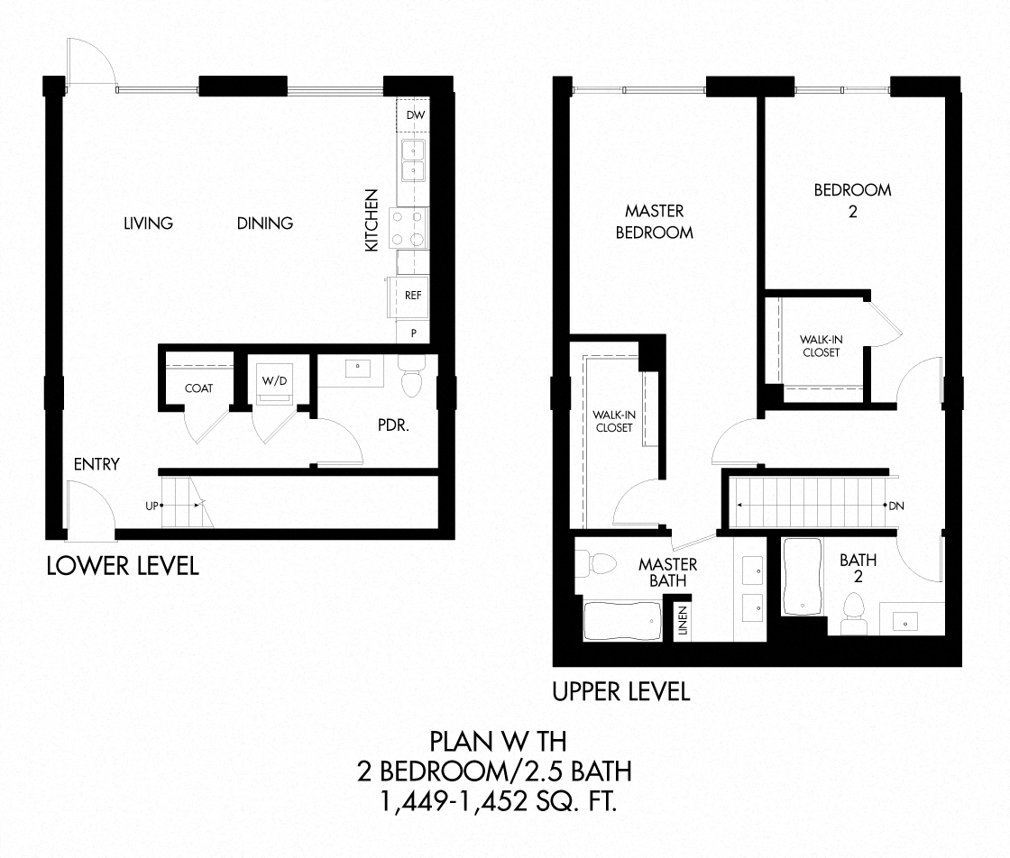Floor plan for 2 beds, 2 baths, 1452 sqft